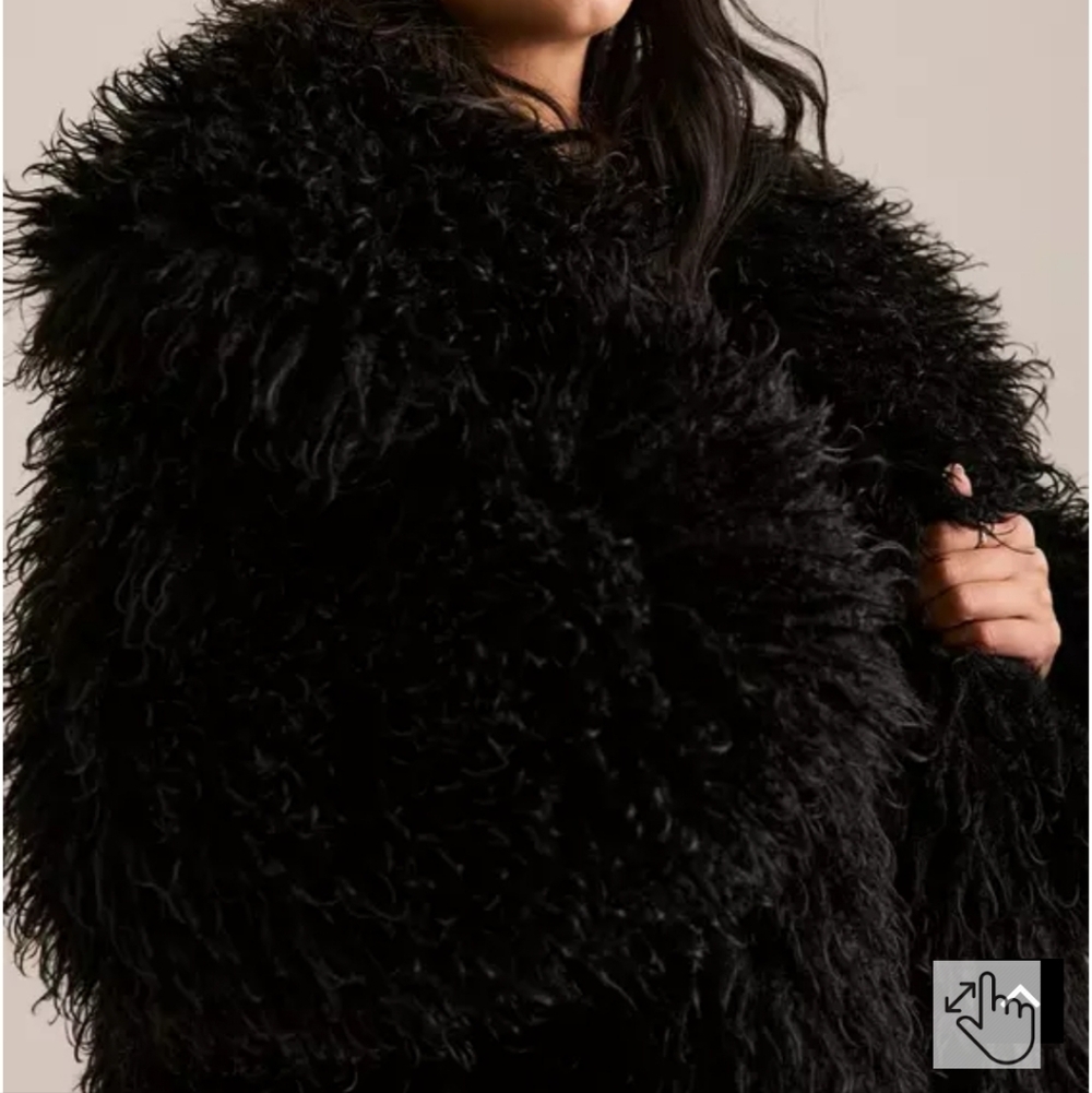 Torrid Festi Black Wide Collar Faux Fur Jacket - Picture 6 of 7